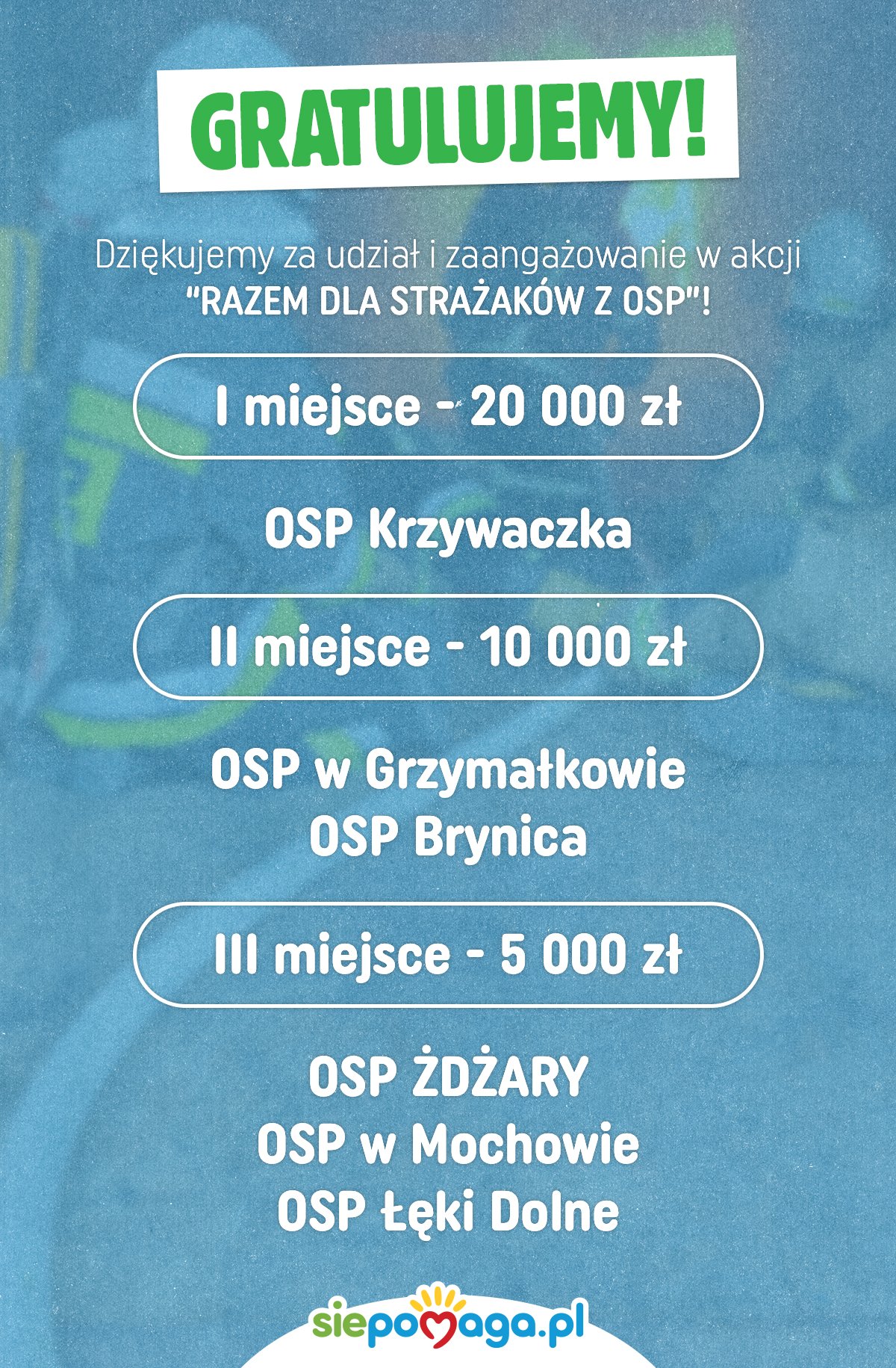 Ratują życie, narażając swoje! Wspierajmy jednostki OSP! Wspierajmy jednostki OSP!