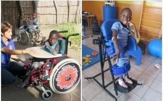 Niepełnosprawne dzieci z Cheshire Home ośrodka rehabilitacyjnego w Namibii