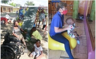 Niepełnosprawne dzieci z Cheshire Home ośrodka rehabilitacyjnego w Namibii