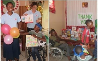 Niepełnosprawne dzieci z Cheshire Home ośrodka rehabilitacyjnego w Namibii