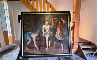 Konserwacja obrazu BICZOWANIE CHRYSTUSA z XVIII wieku.