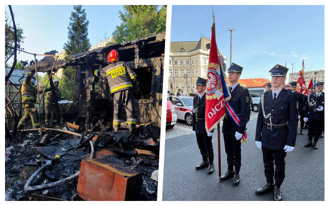 Sto Lat Służby i Oddania - zbiórka na sztandar i proporzec Ochotniczej Straży Pożarnej Ursus z okazji 100-lecia jej istnienia.